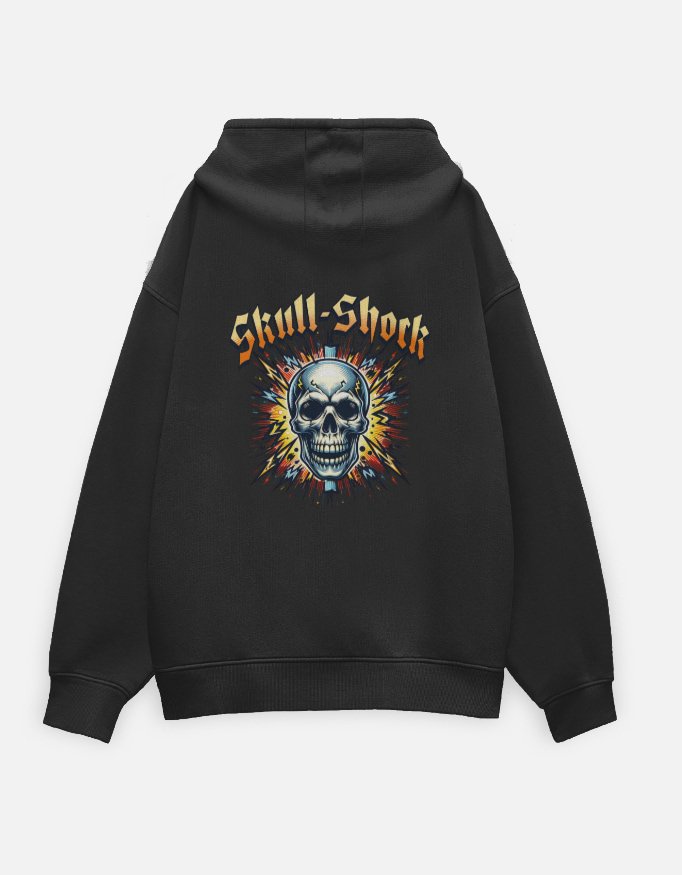 Skull Shock Black Oversized Hoodie - Image 2