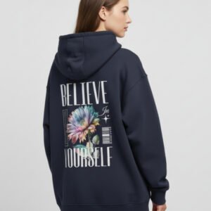 Believe in yourself Navy Blue Oversized Hoodie
