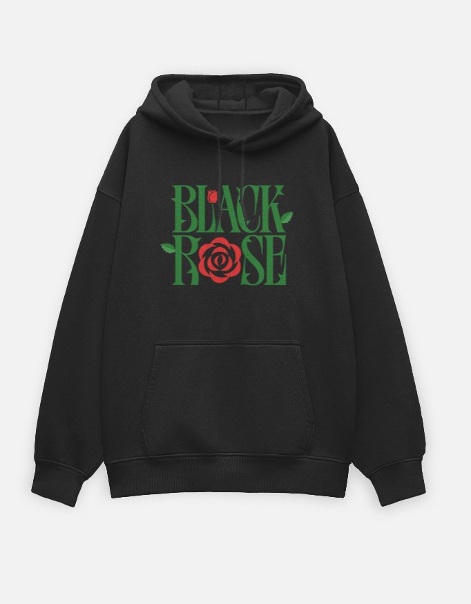 Black Rose Black Oversized Hoodie - Image 2
