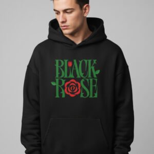 Black Rose Black Oversized Hoodie
