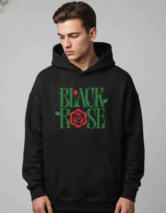 Black Rose Black Oversized Hoodie