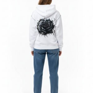 Black Rose White Oversized Hoodie
