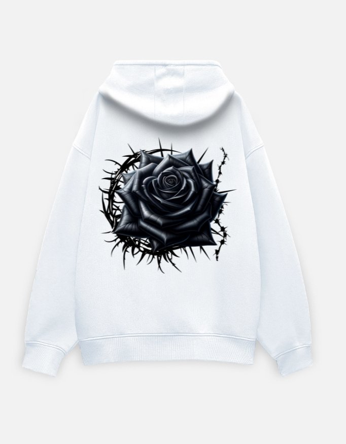 Black Rose White Oversized Hoodie - Image 2