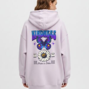 Butterfly and daisy flower Light baby Pink Oversized Hoodie
