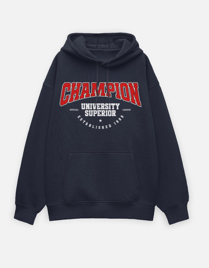 Champion Navy Blue Oversized Hoodie - Image 2