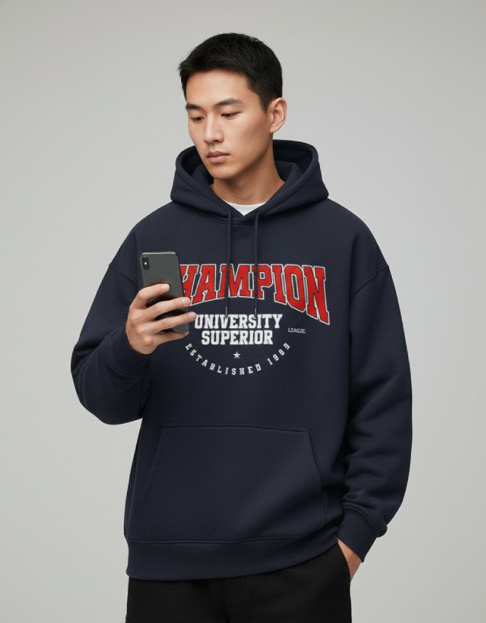 Champion Navy Blue Oversized Hoodie