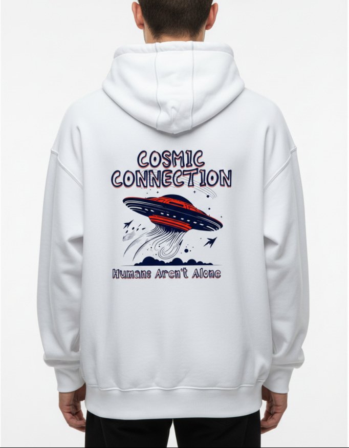 Cosmic Connection White Oversized Hoodie