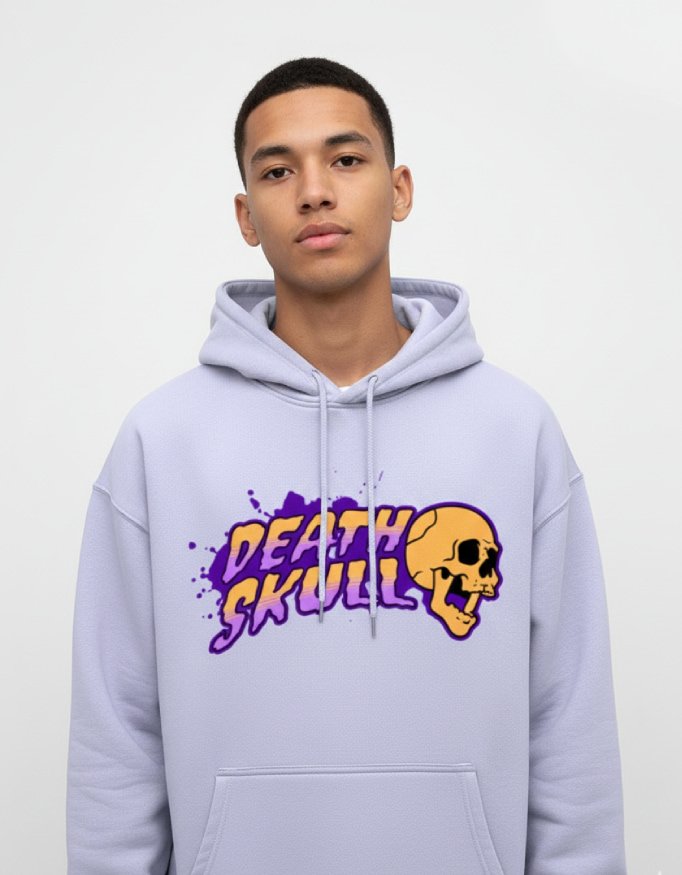 Death Skull Lavender Oversized Hoodie