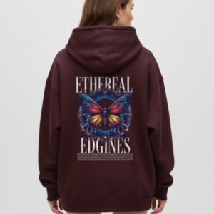 Ethereal Edginess Maroon Oversized Hoodie