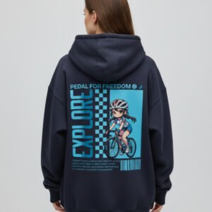 Explore Navy Blue Oversized Hoodie