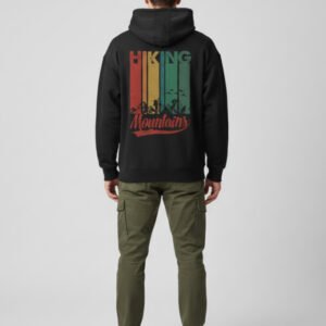 Hiking Mountains Black Oversized Hoodie