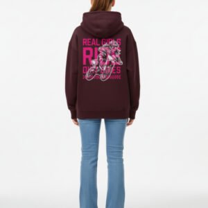 Real Girls Ride Dirt Bikes Maroon Oversized Hoodie