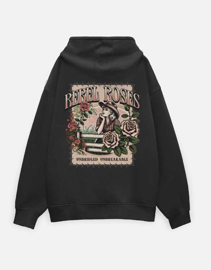 Rebel Roses Black Oversized Hoodie - Image 2