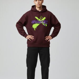 Skull Offcentury Maroon Oversized Hoodie