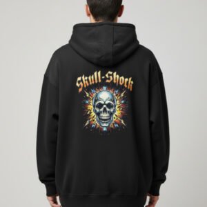 Skull Shock Black Oversized Hoodie