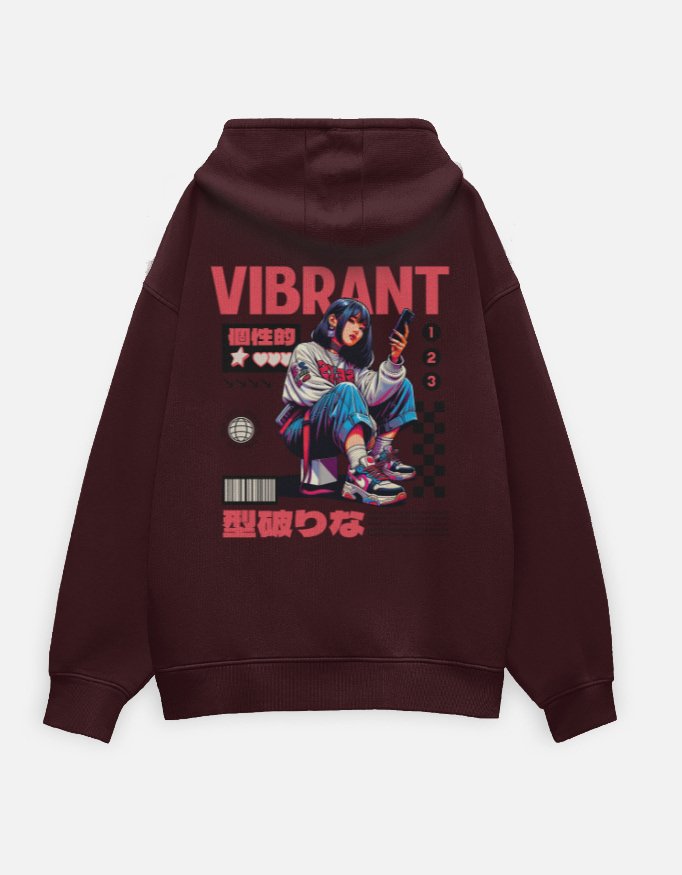 Vibrant Marron Oversized Hoodie - Image 2